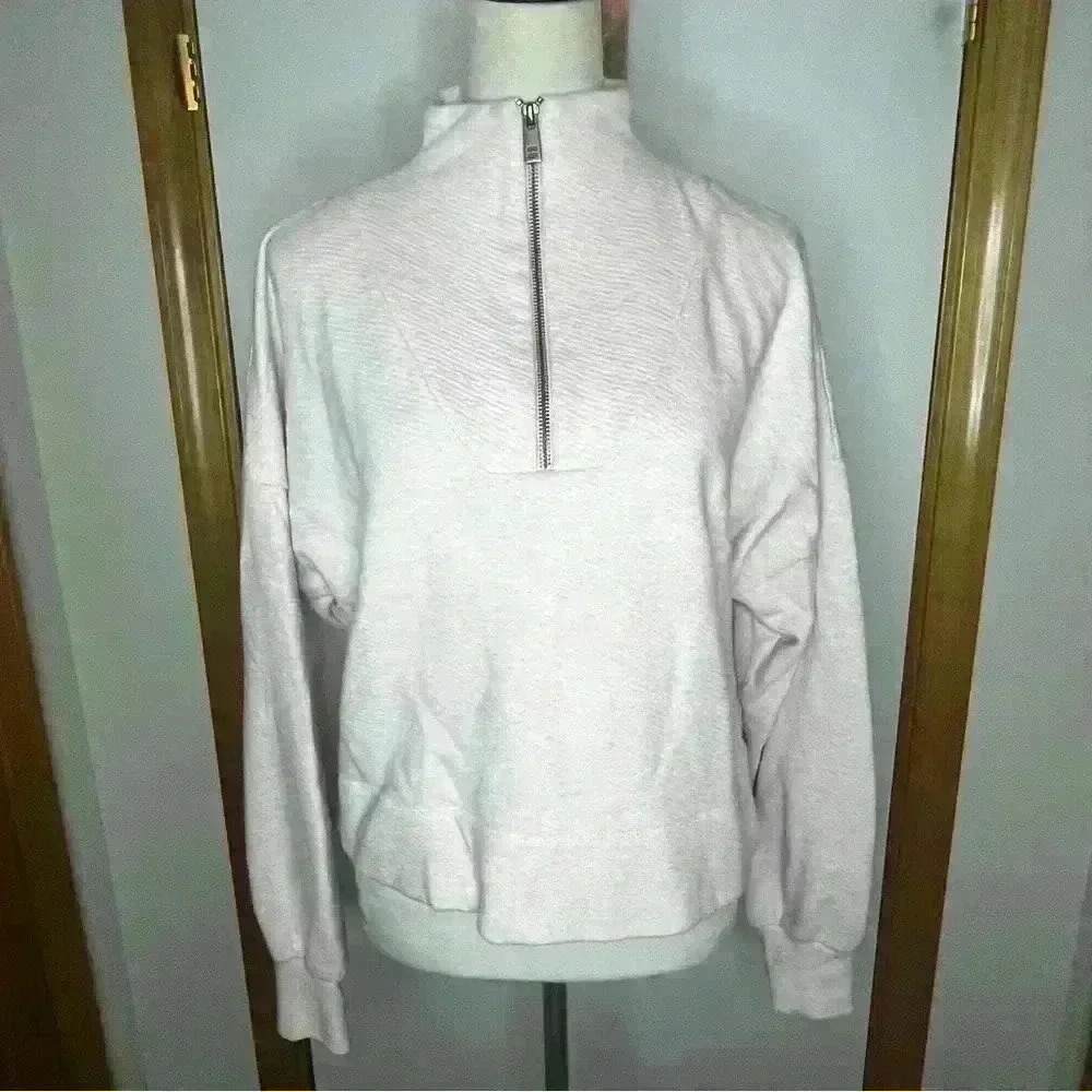 Sweaty Betty‎ Cropped 1/2 Zip Sweatshirt Pullover Women 12 Pink Athleticwear